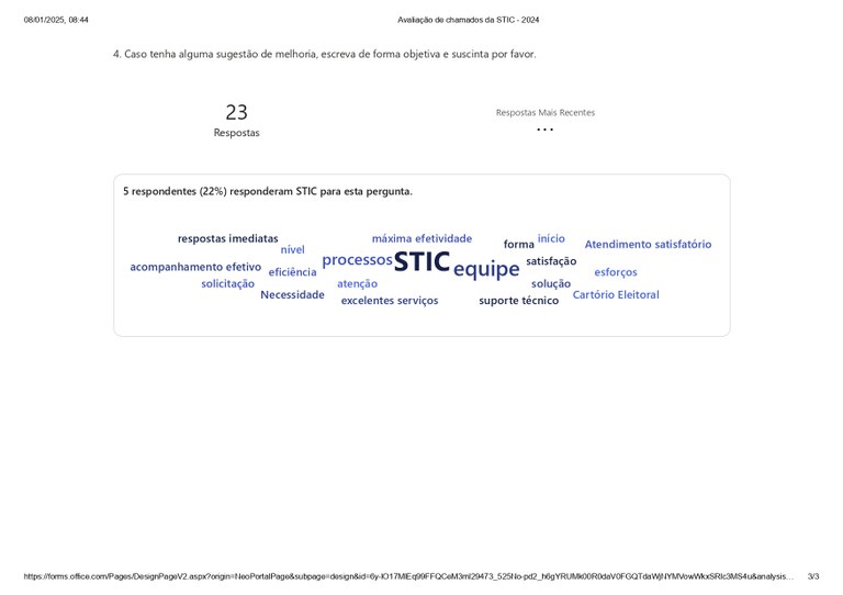 Na foto, imagens da avaliação de chamados da TIC do ano de 2024